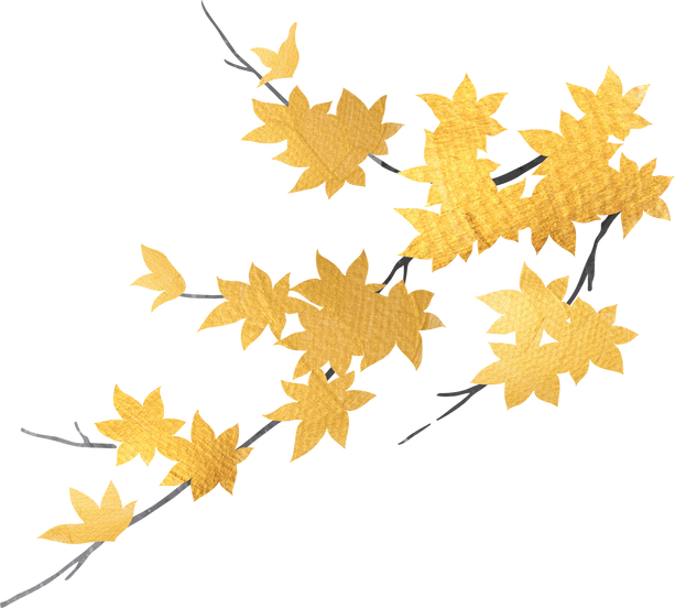 Branch of maple leaves in Japanese style.